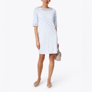 Gretchen Scott Designs Blue Sheath Dress with Cuffed Sleeves